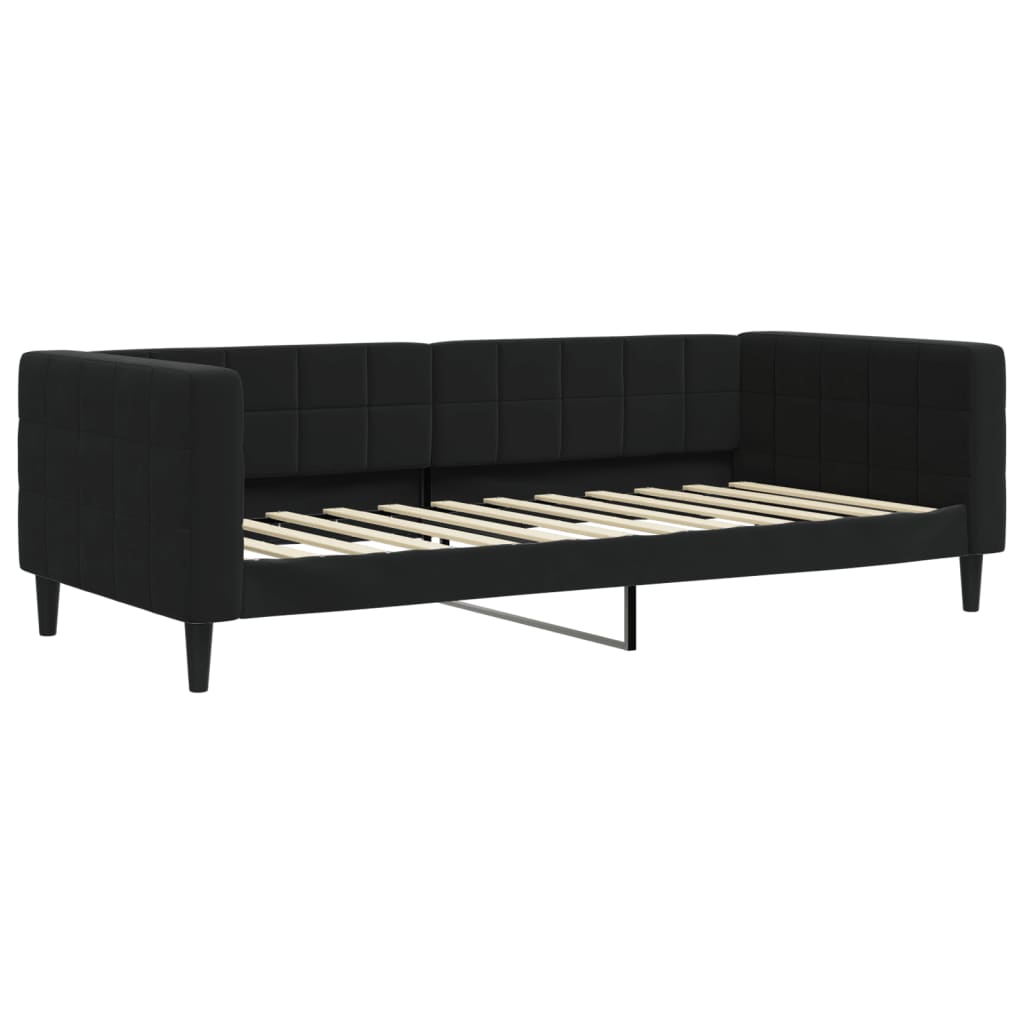 fekete kihúzható bársony heverő fiókkal 90 x 200 cm