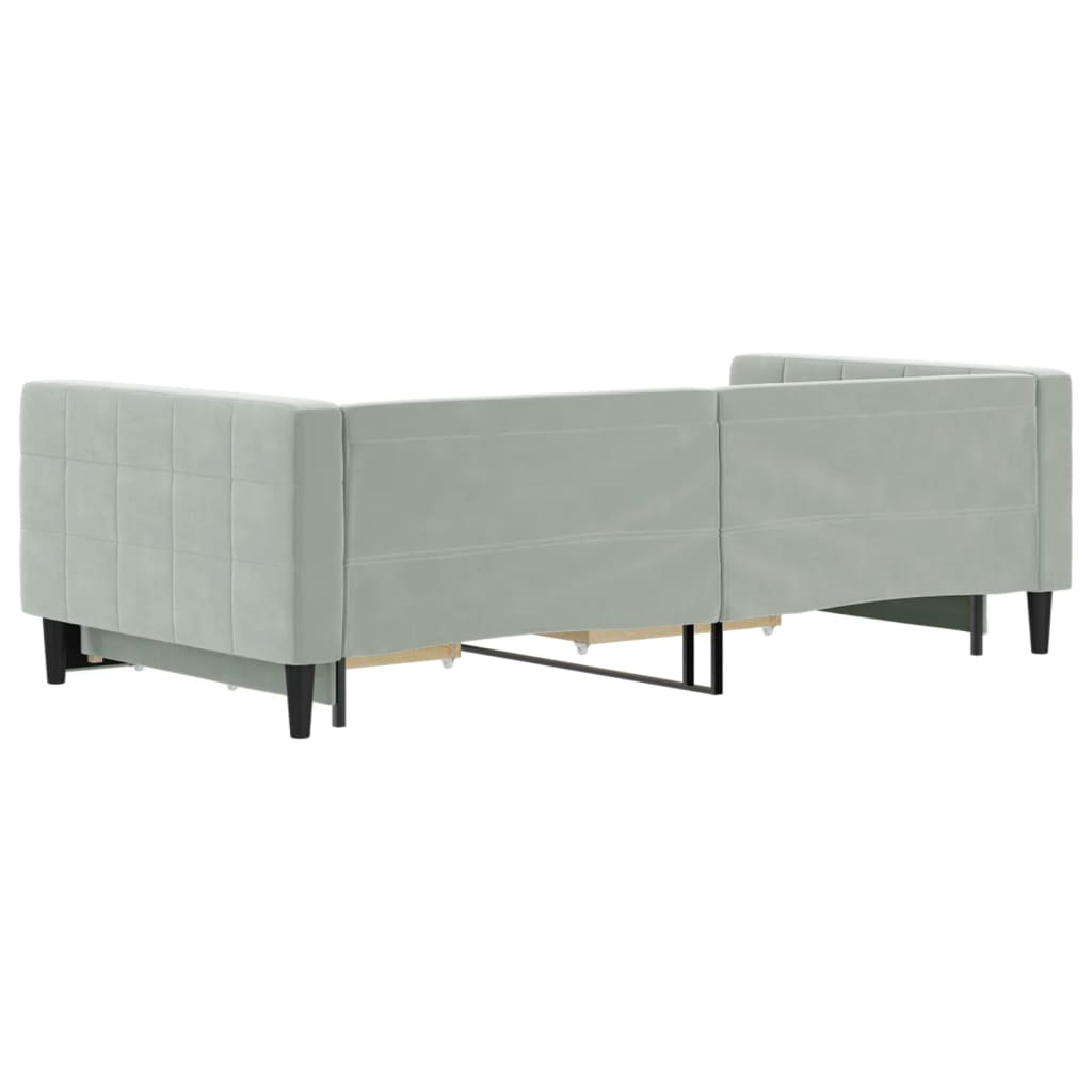 világosszürke kihúzható bársony heverő fiókkal 100 x 200 cm