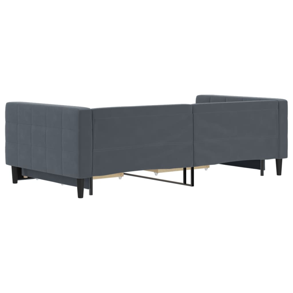 sötétszürke kihúzható bársony heverő fiókkal 100 x 200 cm