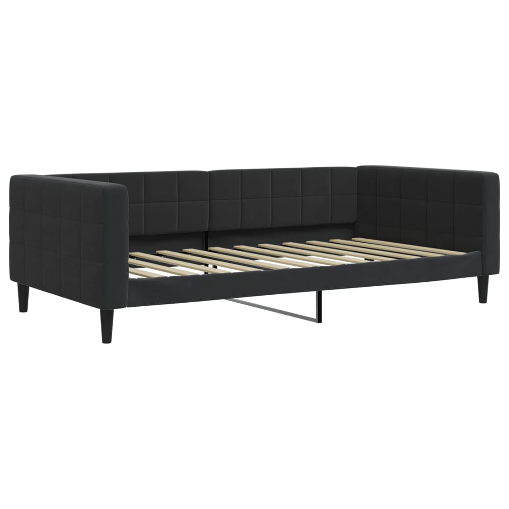 fekete kihúzható bársony heverő fiókkal 100 x 200 cm