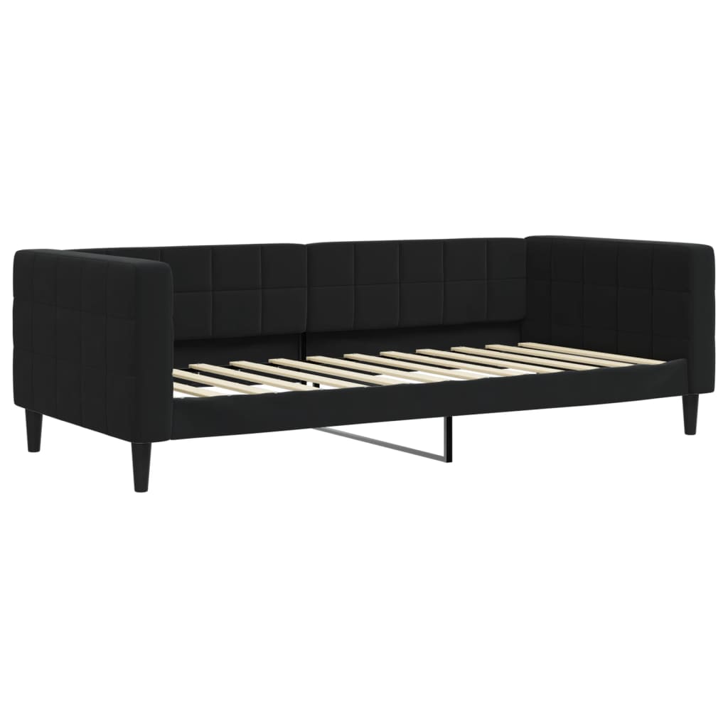 fekete kihúzható bársony heverő fiókkal 90 x 200 cm