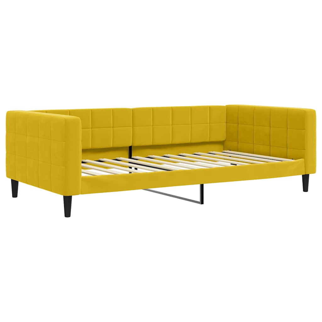 sárga kihúzható bársony heverő fiókkal 100 x 200 cm