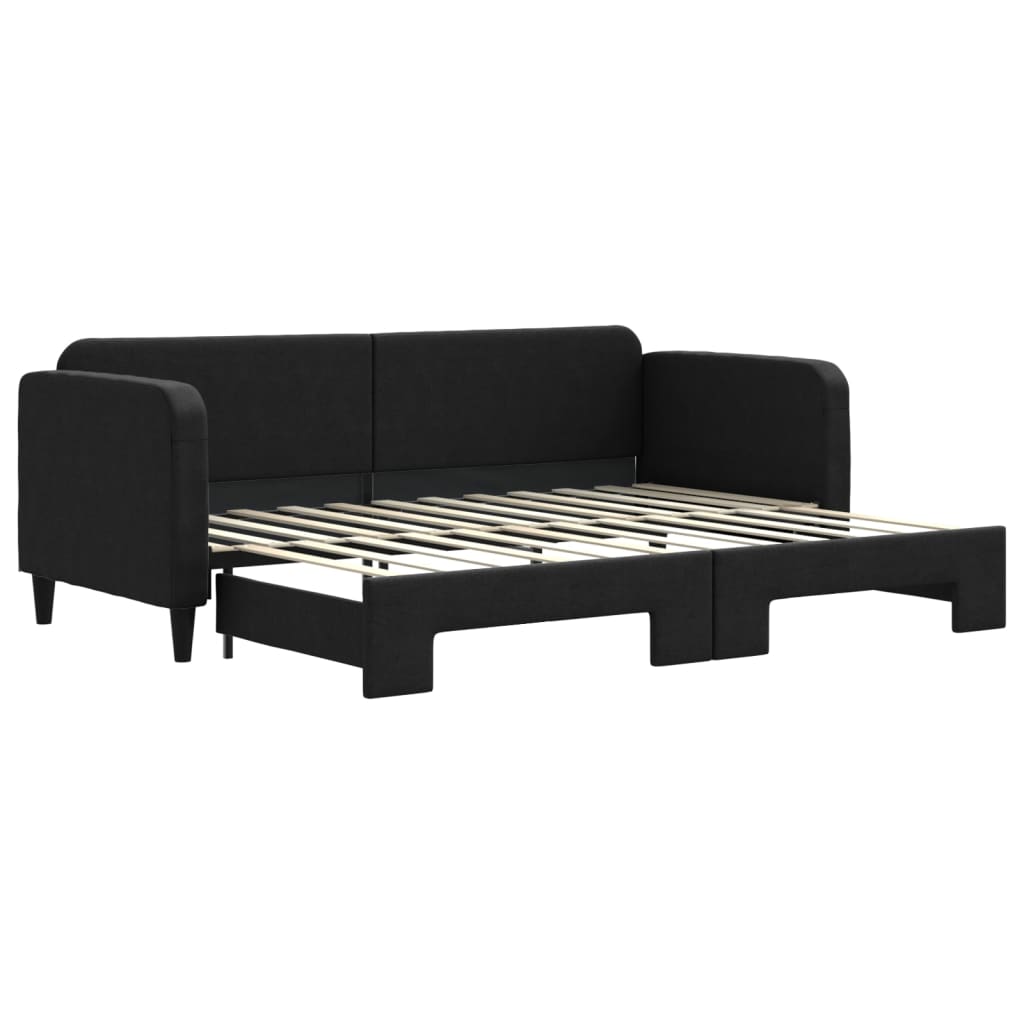 fekete kihúzható szövet heverő 80 x 200 cm