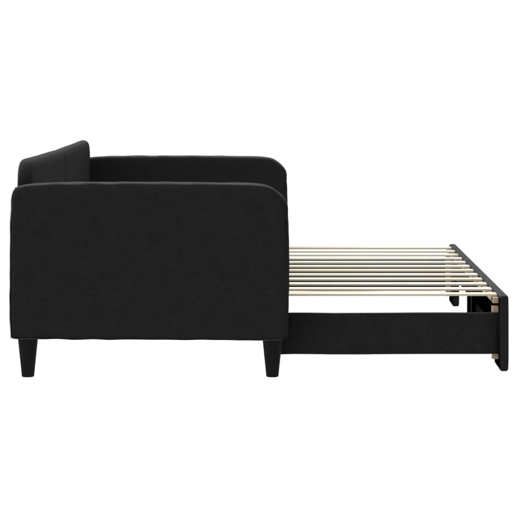 fekete kihúzható szövet heverő 90x200 cm