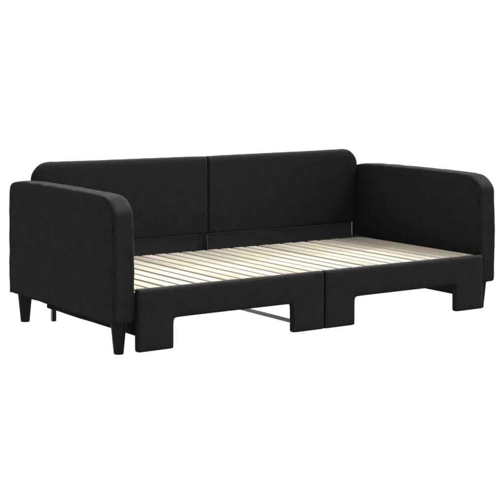 fekete kihúzható szövet heverő 100 x 200 cm