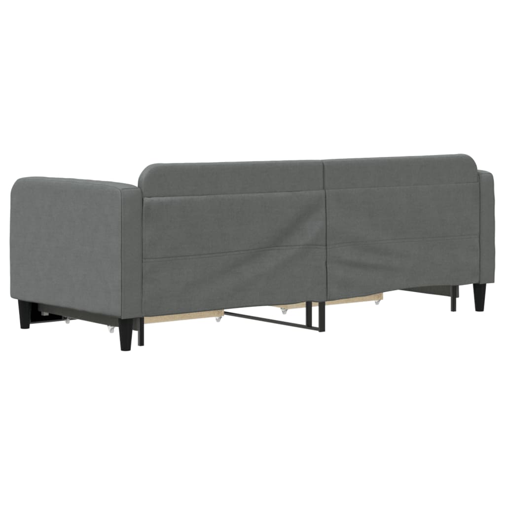 sötétszürke kihúzható szövet heverő fiókokkal 80 x 200 cm