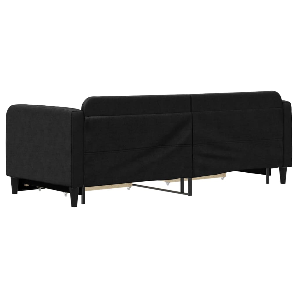 fekete kihúzható szövet heverő fiókokkal 80 x 200 cm
