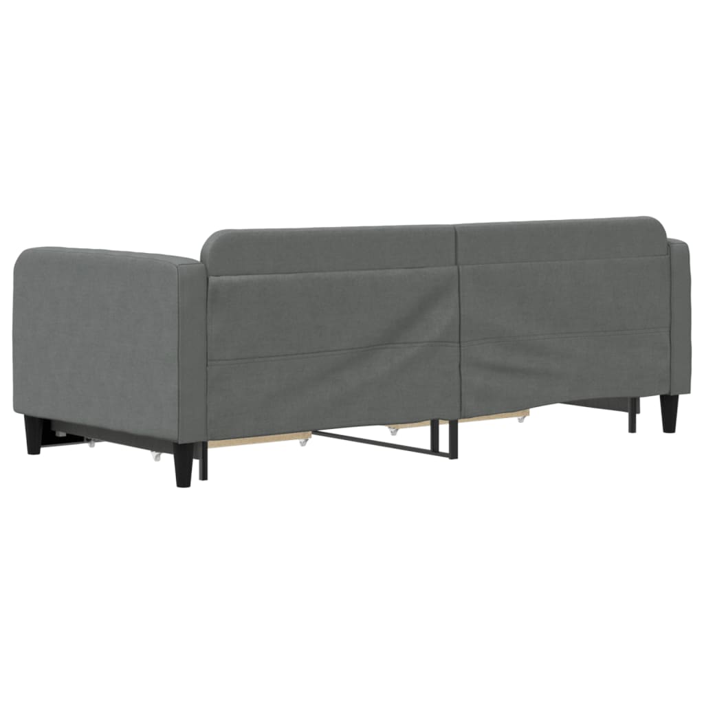 sötétszürke kihúzható szövet heverő fiókokkal 90 x 200 cm