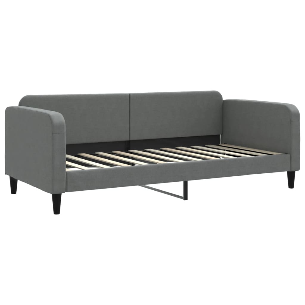 sötétszürke kihúzható szövet heverő fiókokkal 90 x 200 cm
