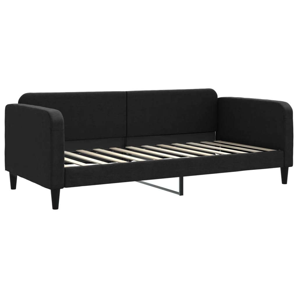 fekete kihúzható szövet heverő fiókokkal 90 x 200 cm