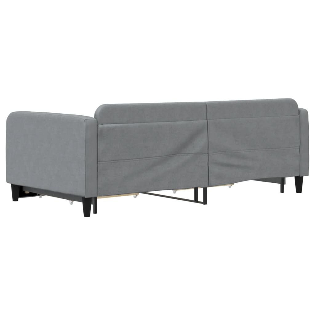 világosszürke kihúzható szövet heverő fiókokkal 100 x 200 cm
