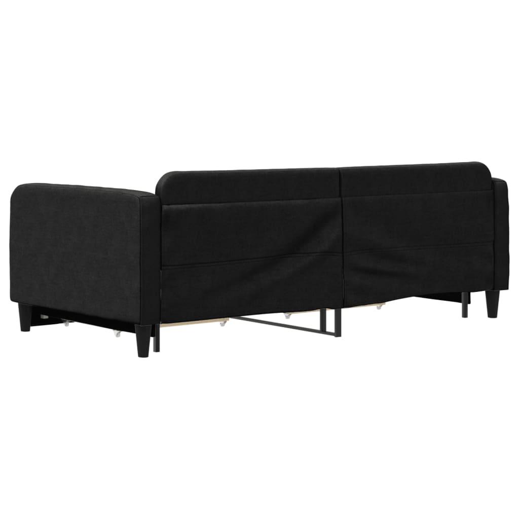 fekete kihúzható szövet heverő fiókokkal 100 x 200 cm