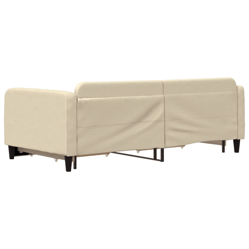 krémszínű kihúzható szövet heverő fiókkal 100x200 cm