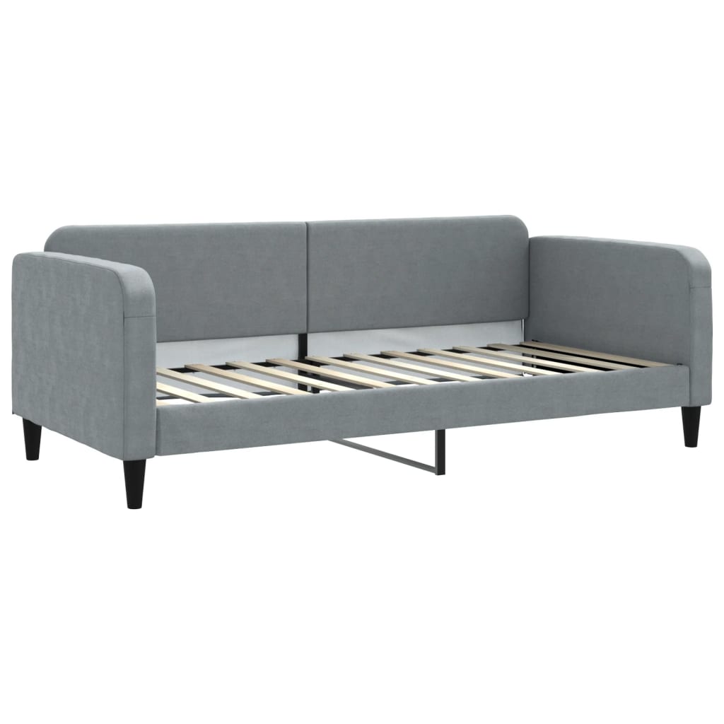 világosszürke kihúzható szövet heverő fiókokkal 90 x 200 cm