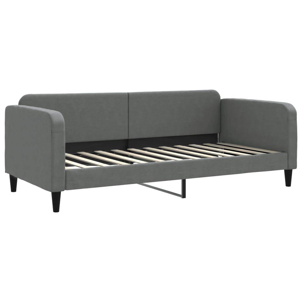 sötétszürke kihúzható szövet heverő fiókokkal 90 x 200 cm