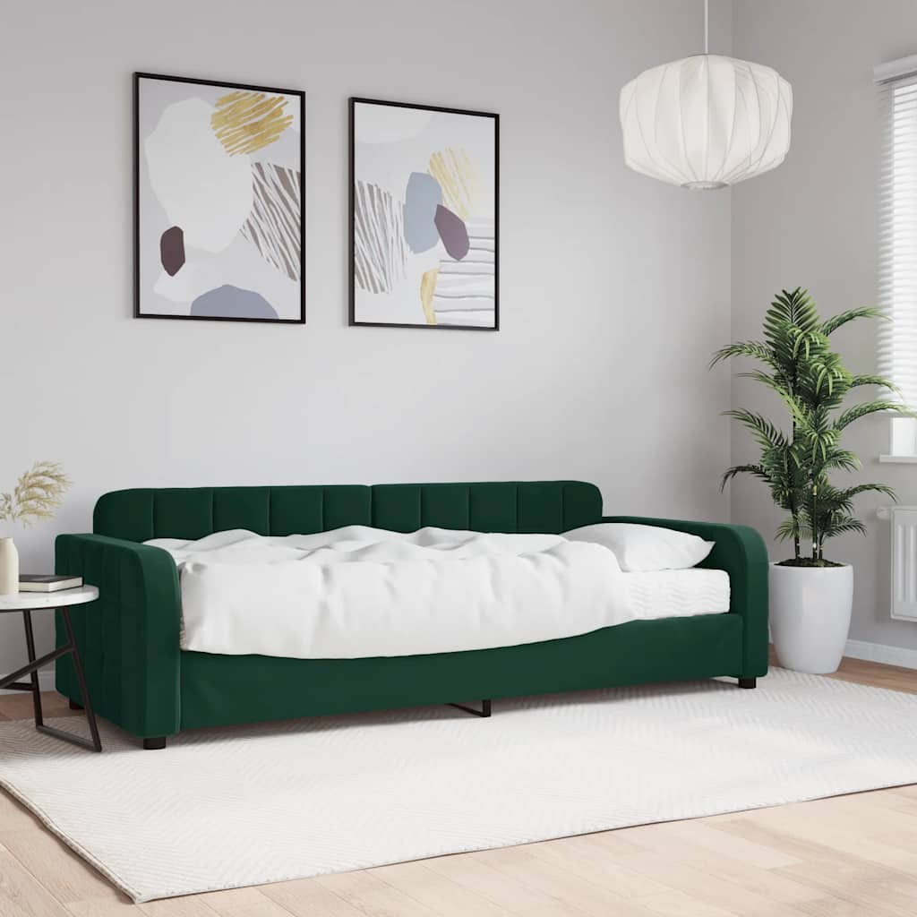 sötétzöld bársony heverő matraccal 80 x 200 cm