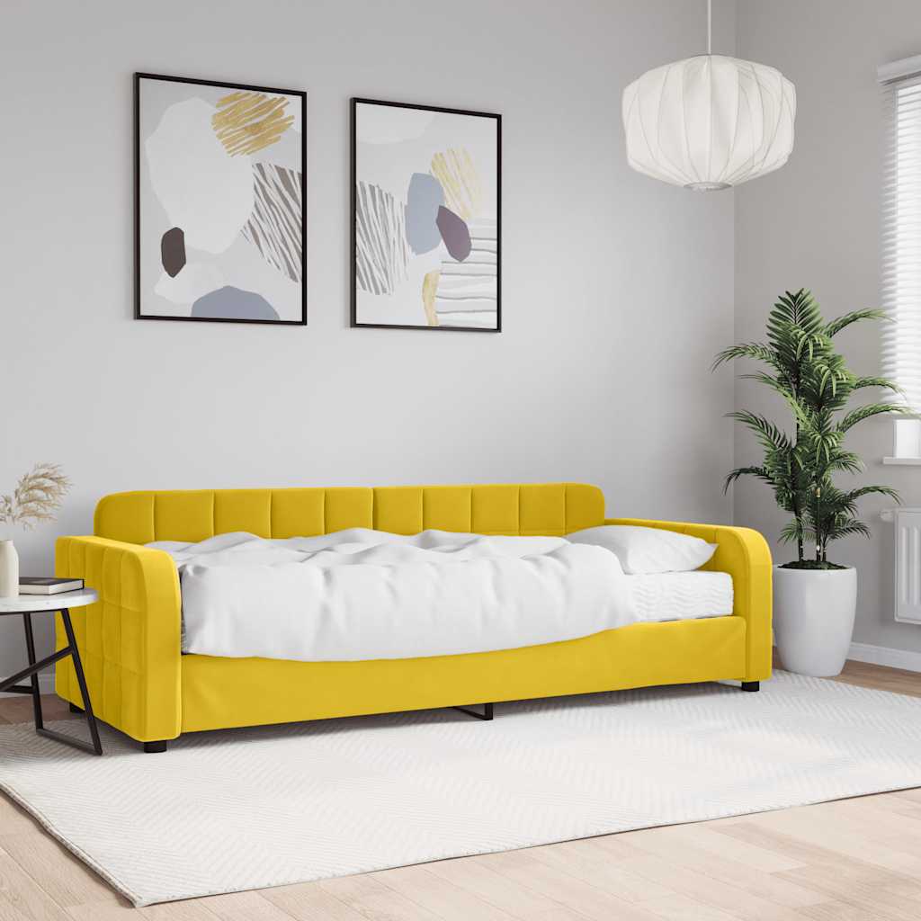 sárga bársony heverő matraccal 80 x 200 cm