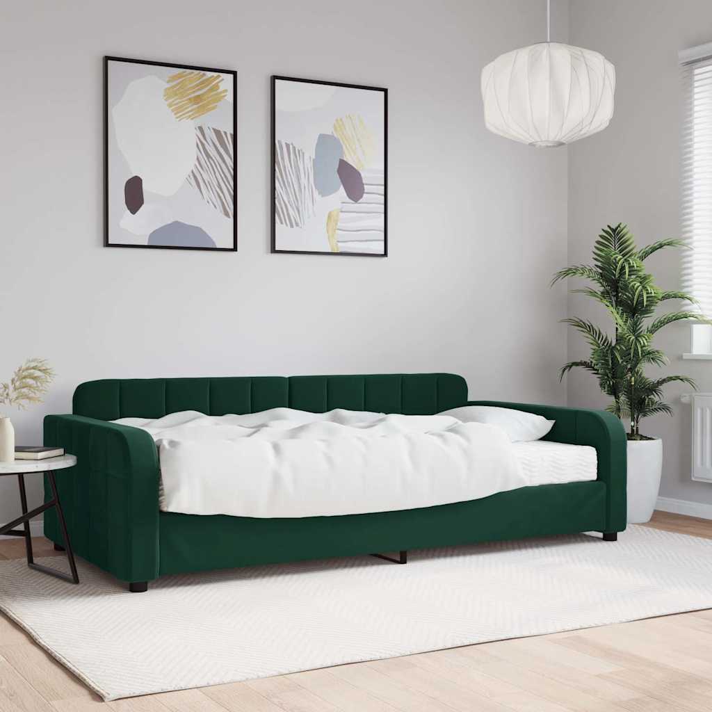 zöld bársony heverő matraccal 100 x 200 cm