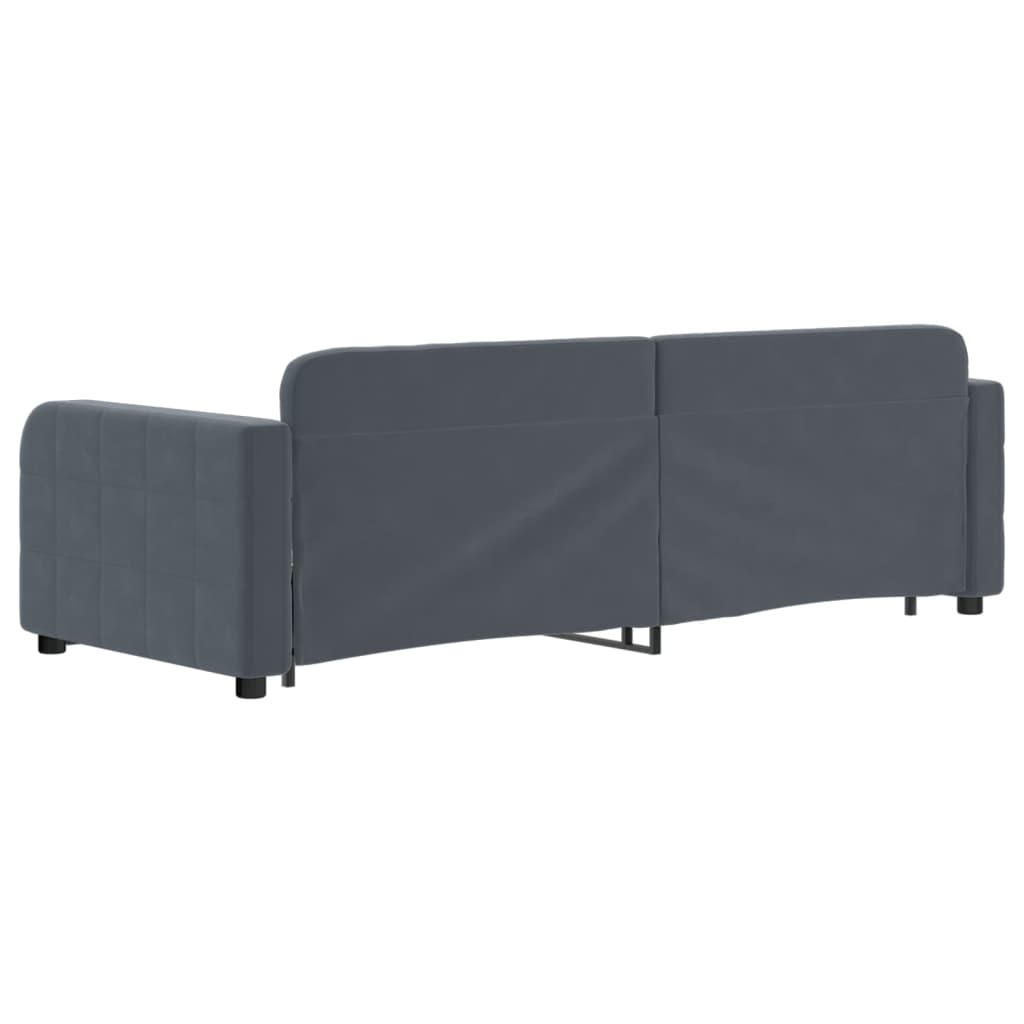 sötétszürke kihúzható bársony heverő 80 x 200 cm