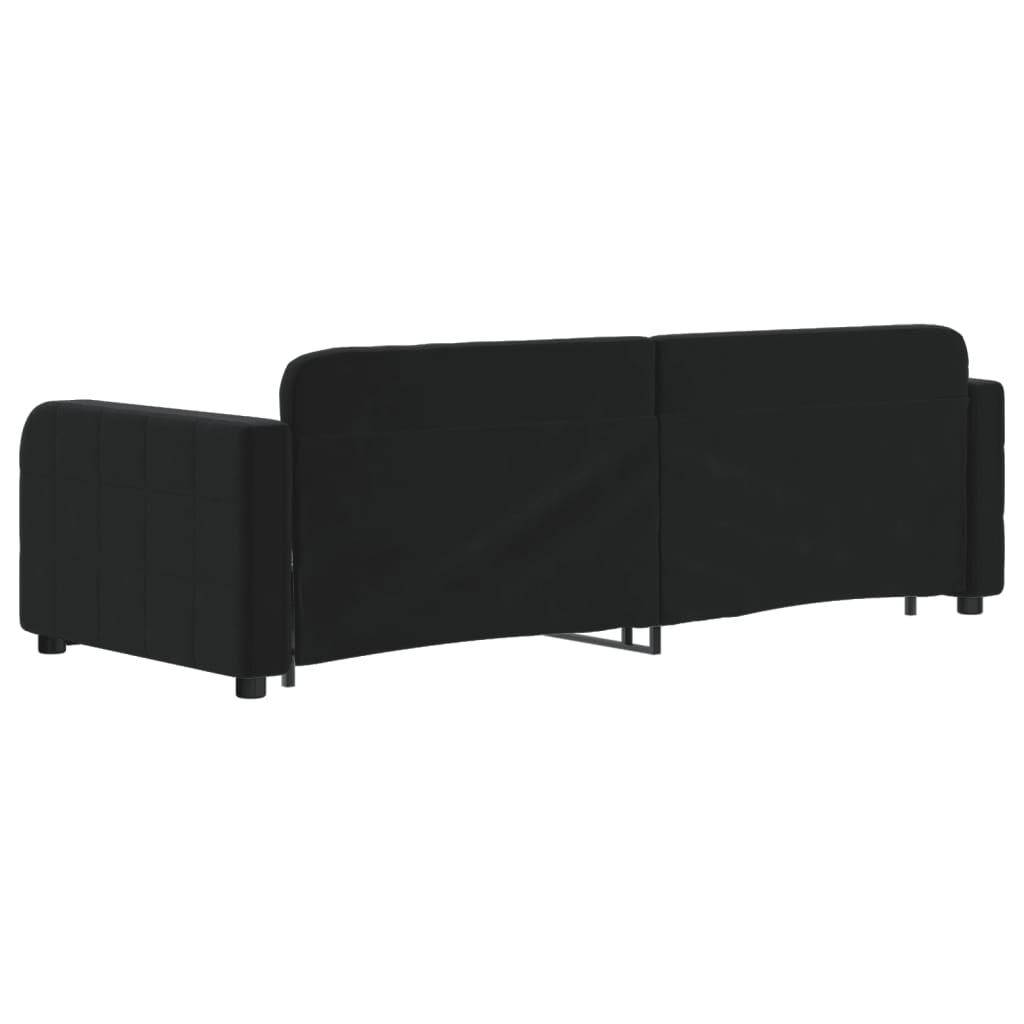 fekete kihúzható bársony heverő 80 x 200 cm