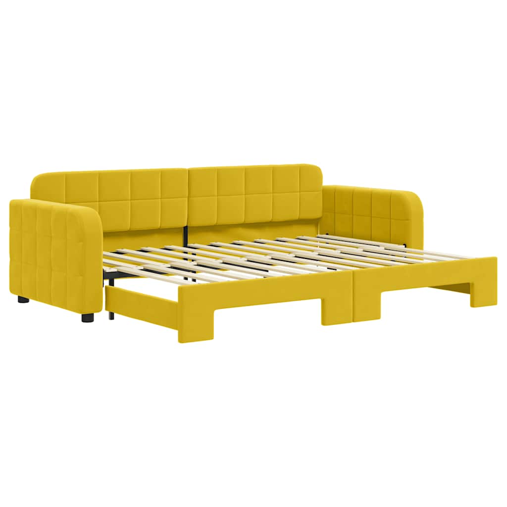 sárga kihúzható bársony heverő 80 x 200 cm
