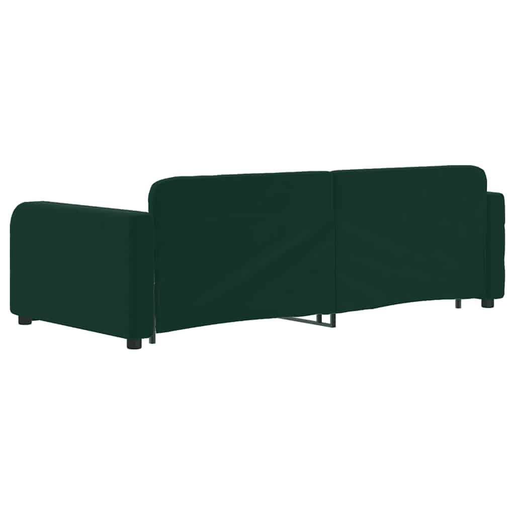 sötétzöld kihúzható bársony heverő 90 x 200 cm