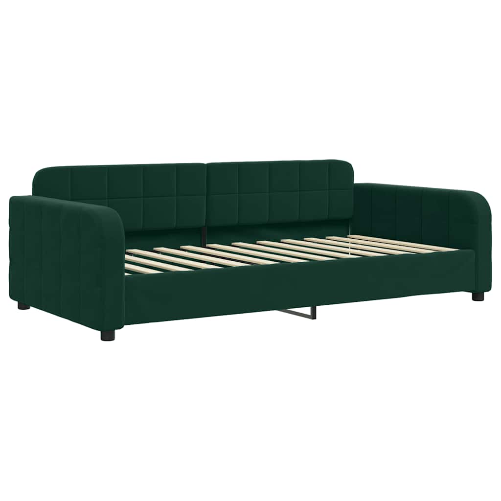 sötétzöld kihúzható bársony heverő 90 x 200 cm