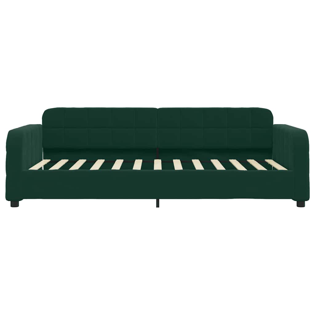 sötétzöld kihúzható bársony heverő 90 x 200 cm
