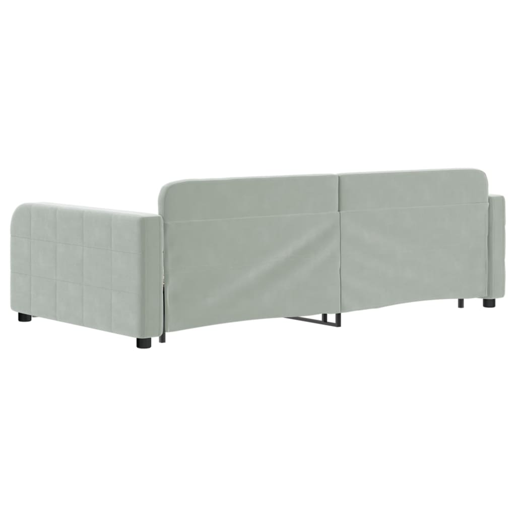 világosszürke kihúzható bársony heverő 100 x 200 cm