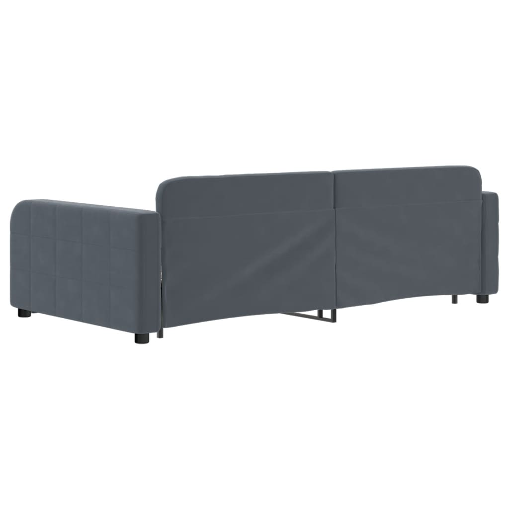 sötétszürke kihúzható bársony heverő 100 x 200 cm