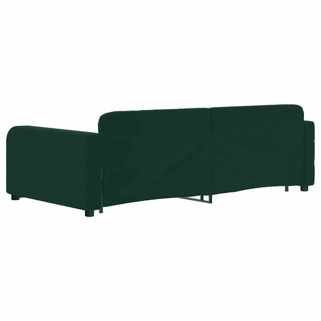 sötétzöld kihúzható bársonyheverő 100 x 200 cm