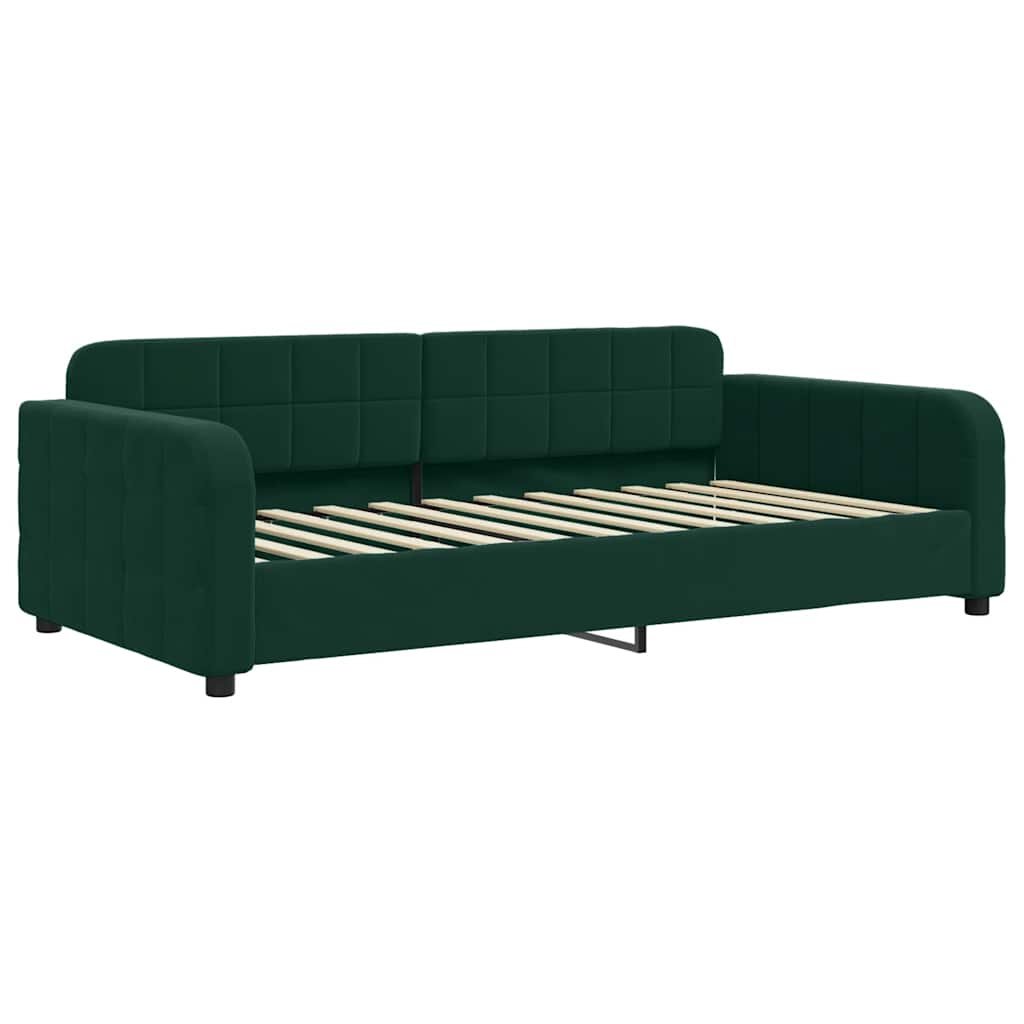 sötétzöld kihúzható bársonyheverő 100 x 200 cm