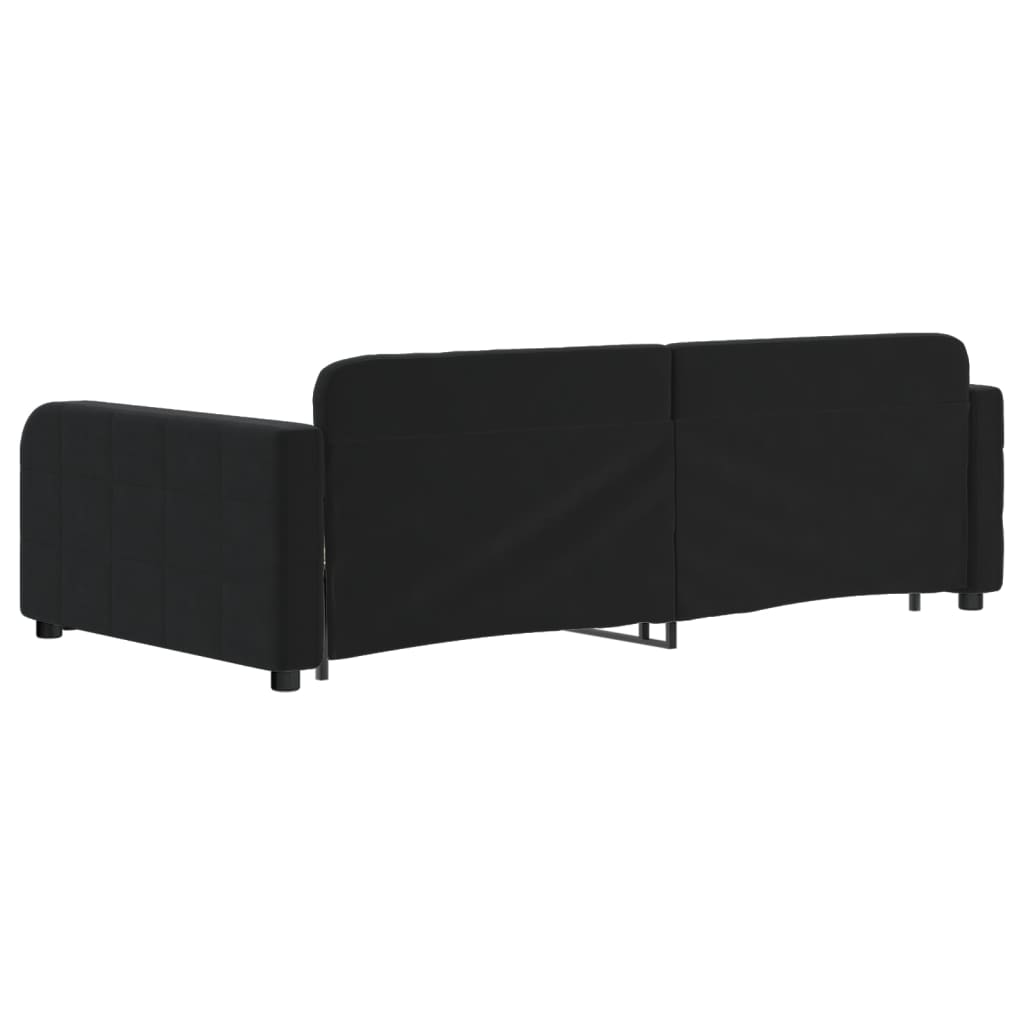 fekete kihúzható bársonyheverő 100 x 200 cm