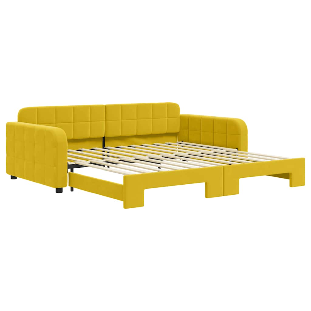 sárga kihúzható bársonyheverő 100 x 200 cm
