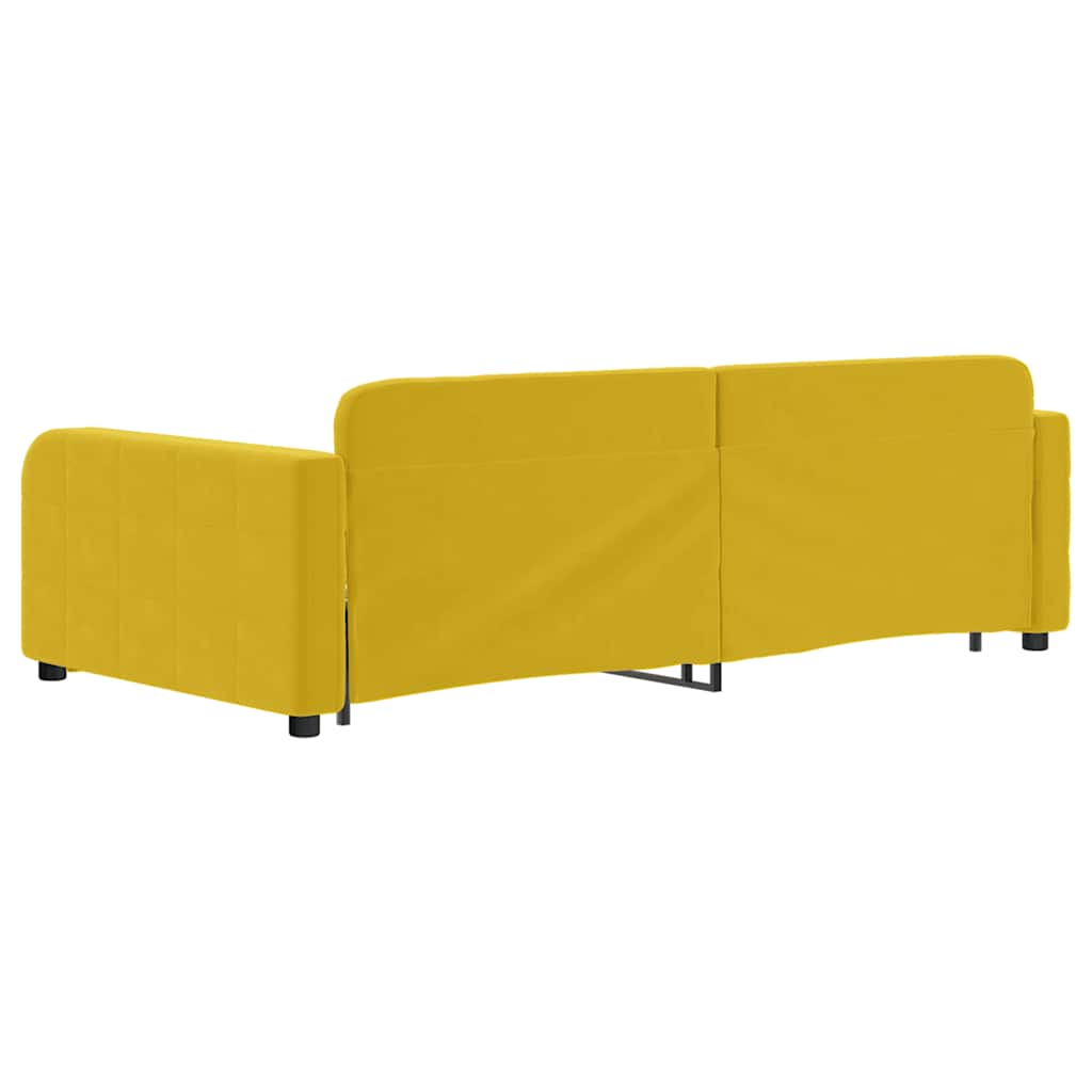 sárga kihúzható bársonyheverő 100 x 200 cm