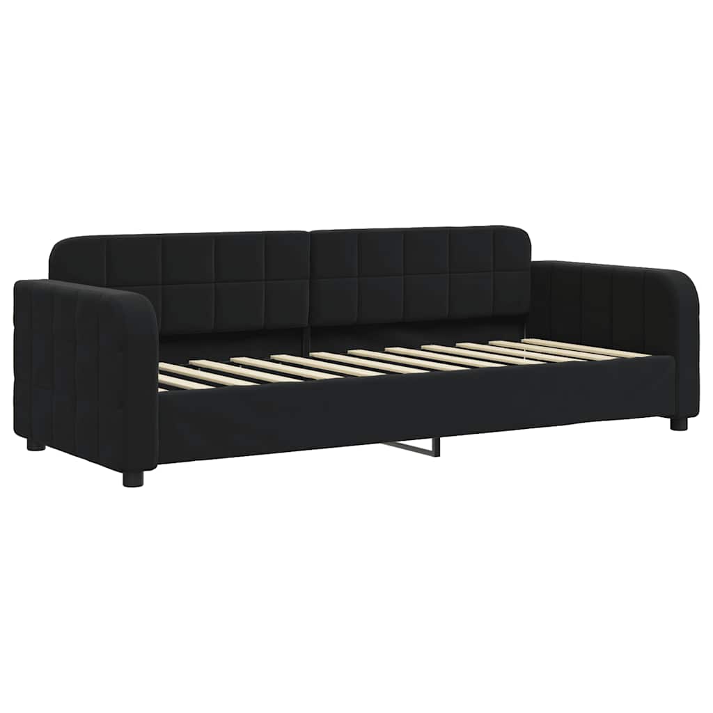 fekete kihúzható bársony heverő matraccal 80 x 200 cm