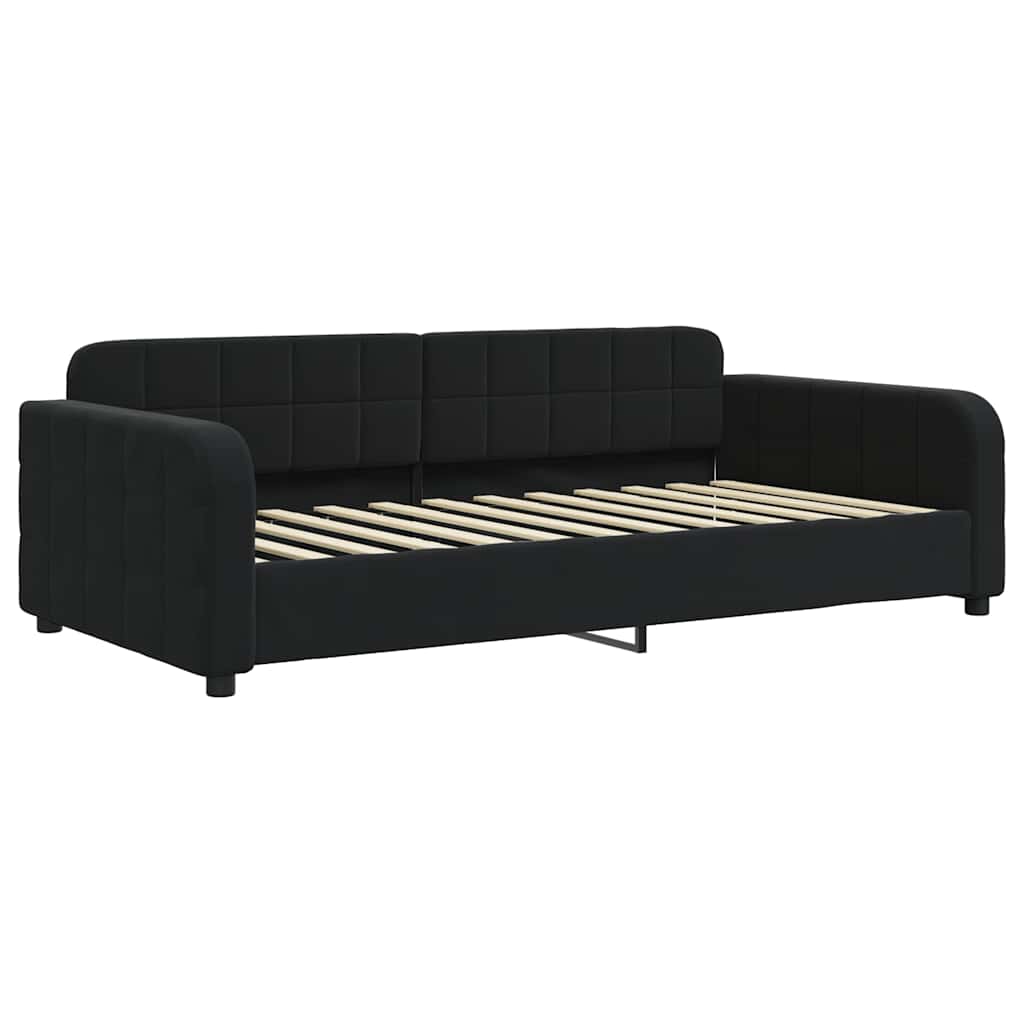 fekete kihúzható bársony heverő matraccal 90 x 200 cm