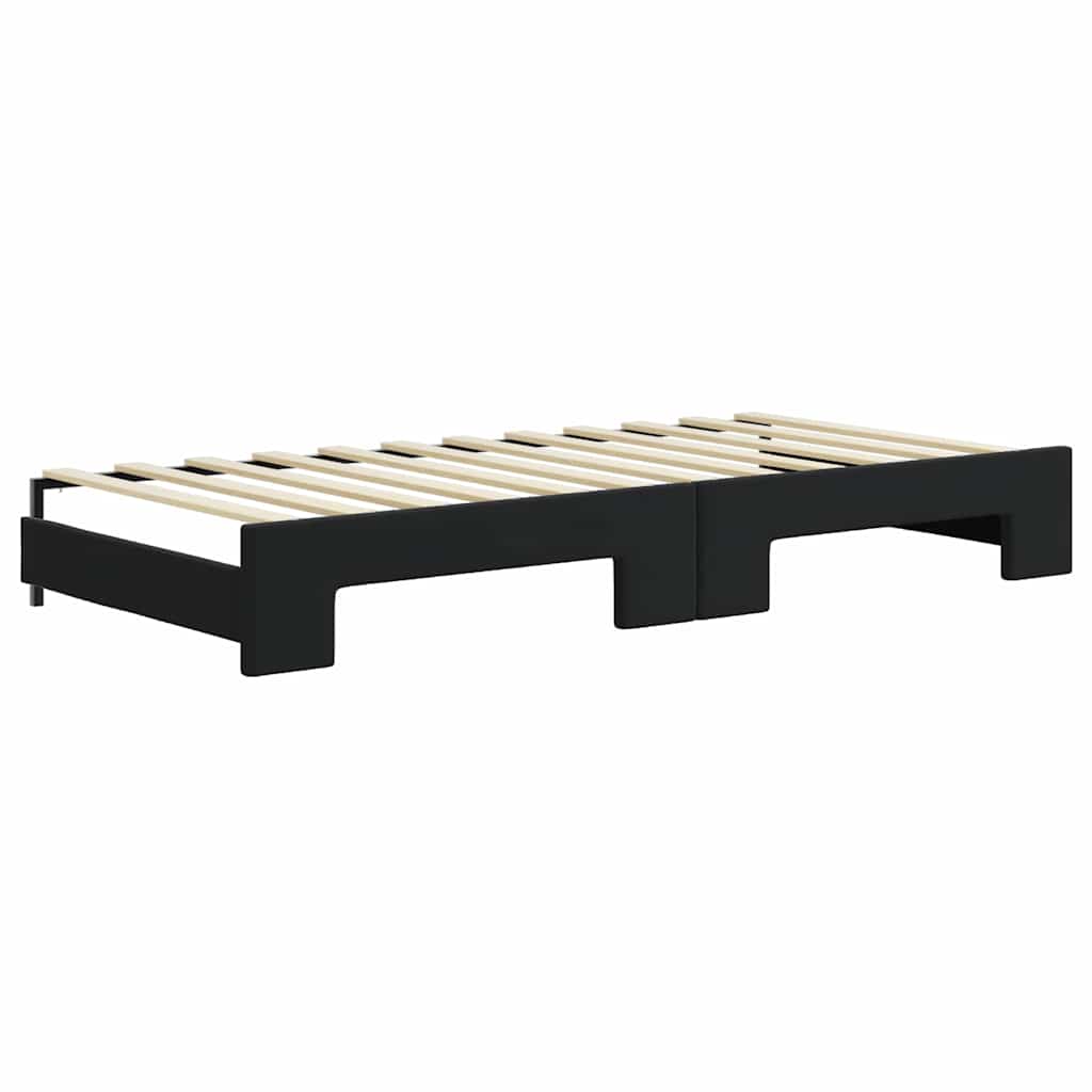 fekete kihúzható bársony heverő matraccal 90 x 200 cm
