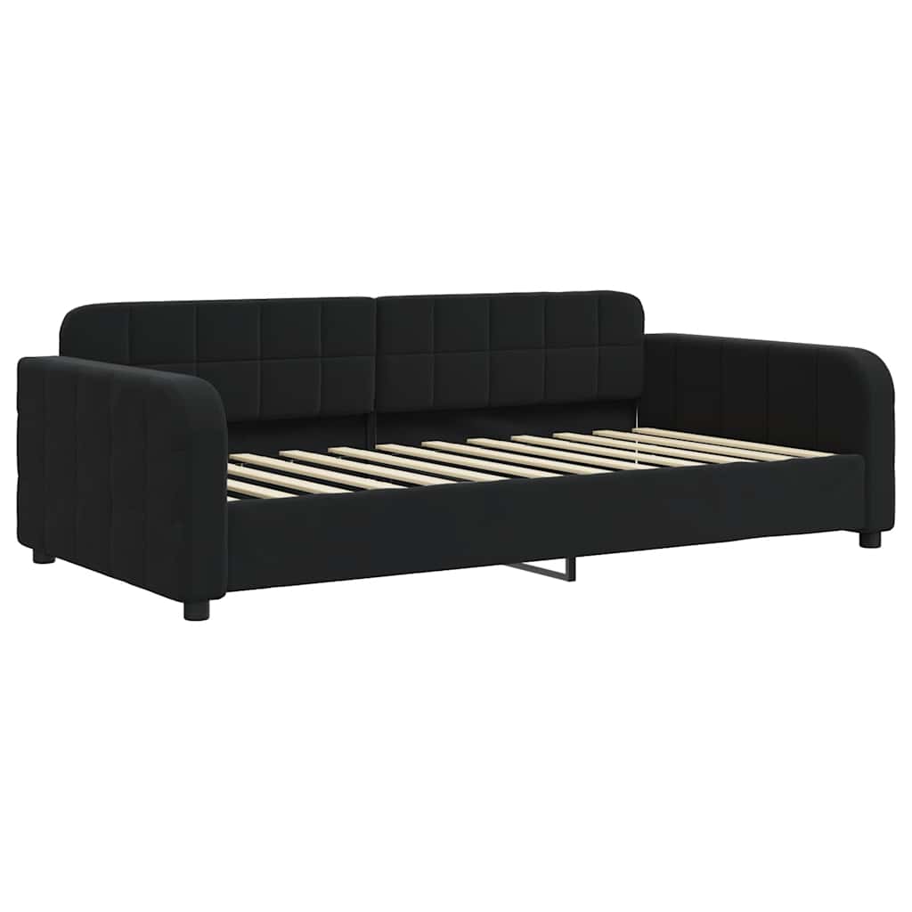 fekete kihúzható bársony heverő matraccal 100 x 200 cm