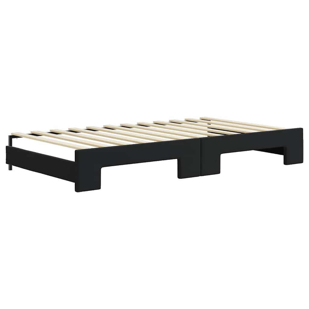fekete kihúzható bársony heverő matraccal 100 x 200 cm