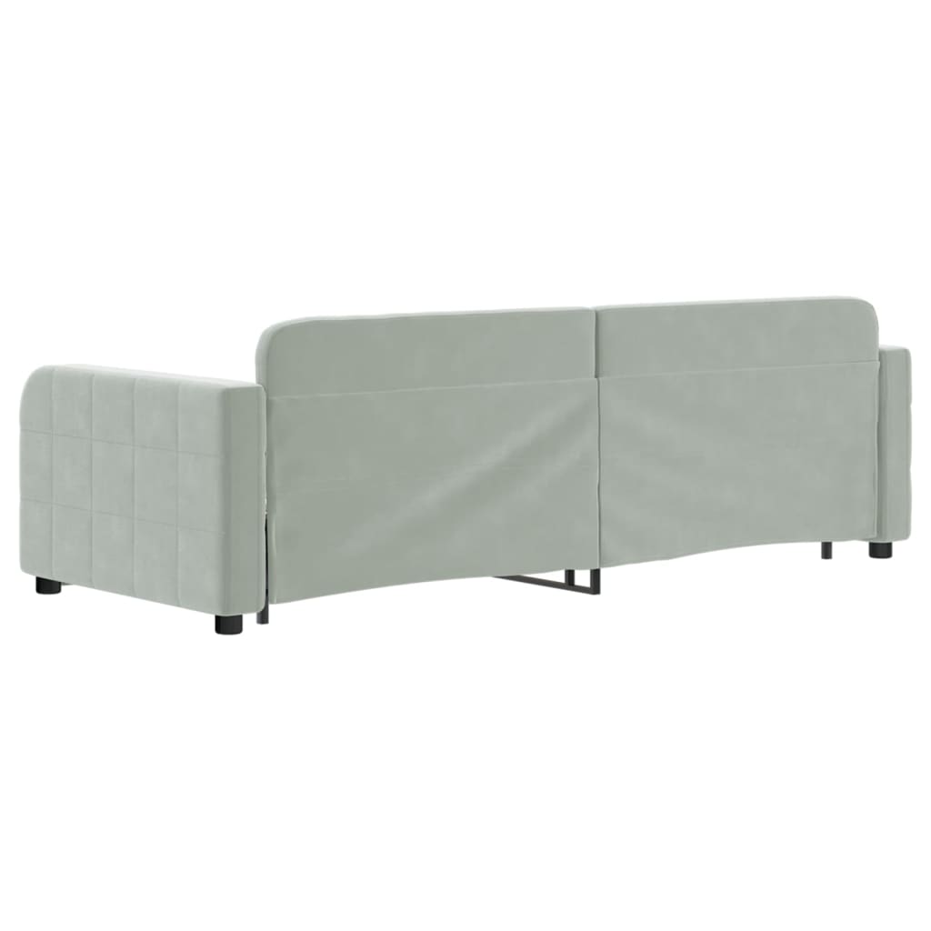 világosszürke kihúzható bársony heverő fiókkal 80 x 200 cm