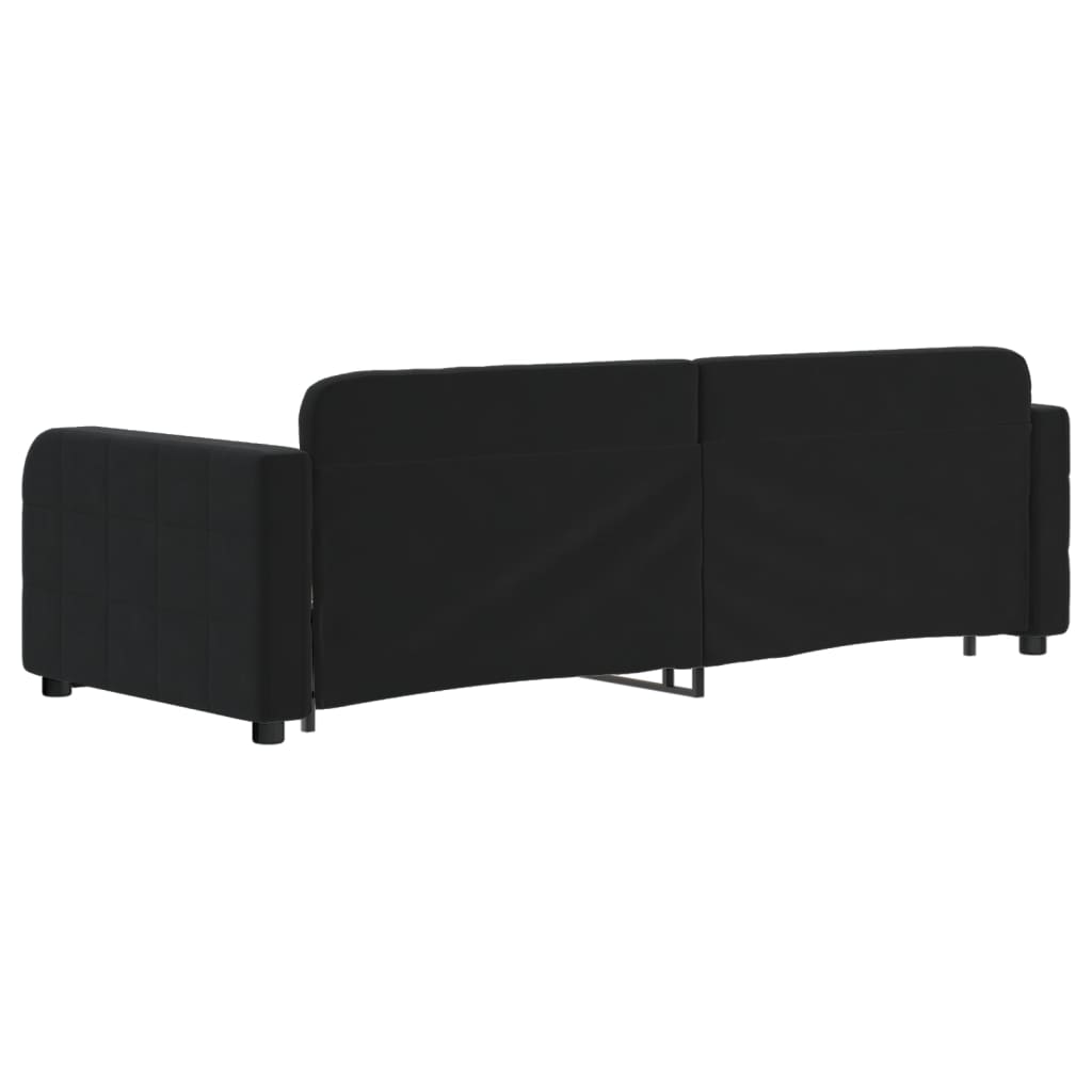 fekete kihúzható bársony heverő fiókkal 80 x 200 cm