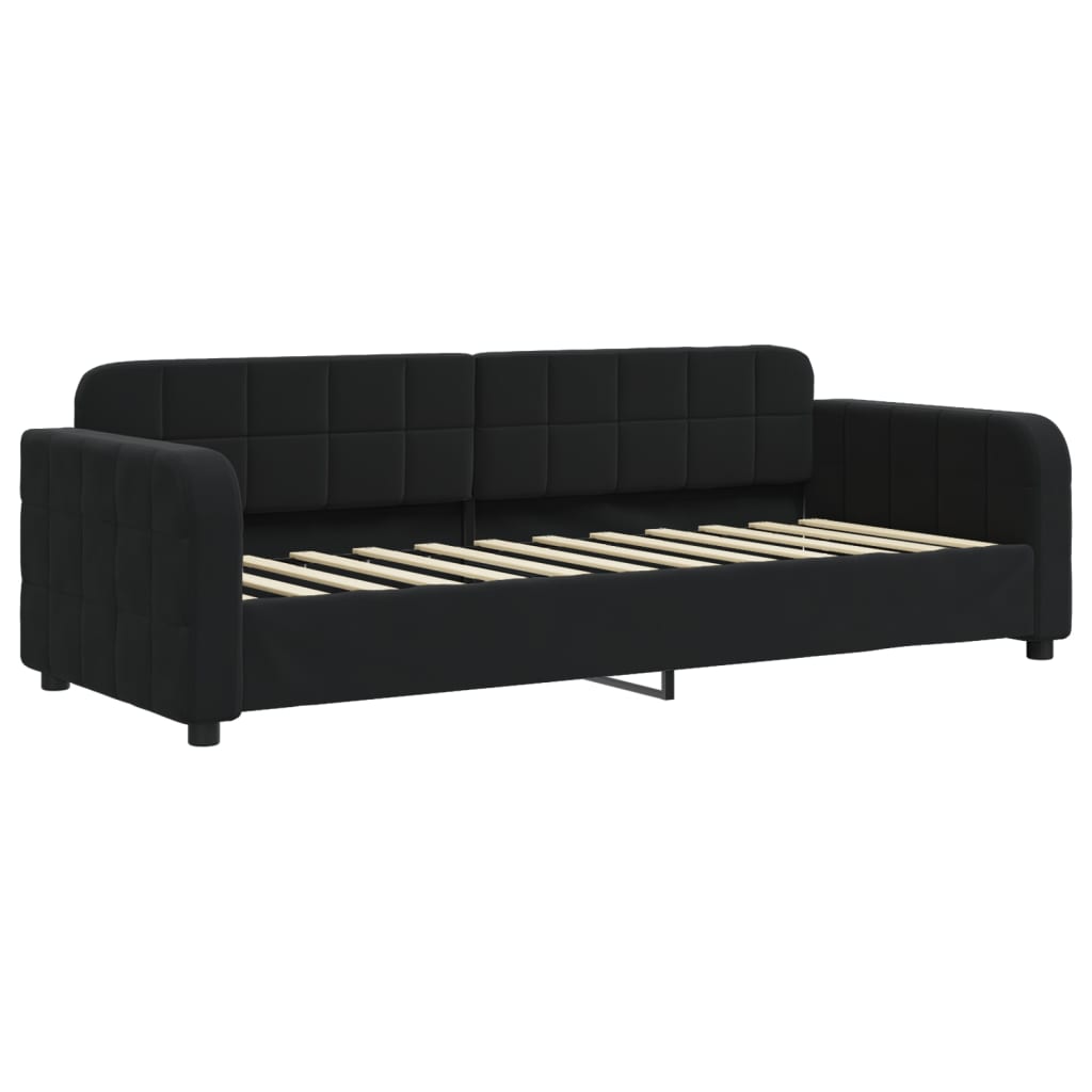 fekete kihúzható bársony heverő fiókkal 80 x 200 cm