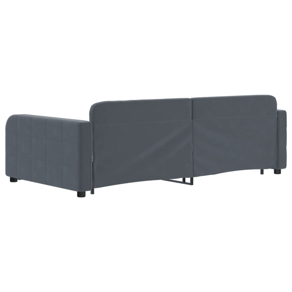 sötétszürke kihúzható bársony heverő fiókkal 100 x 200 cm