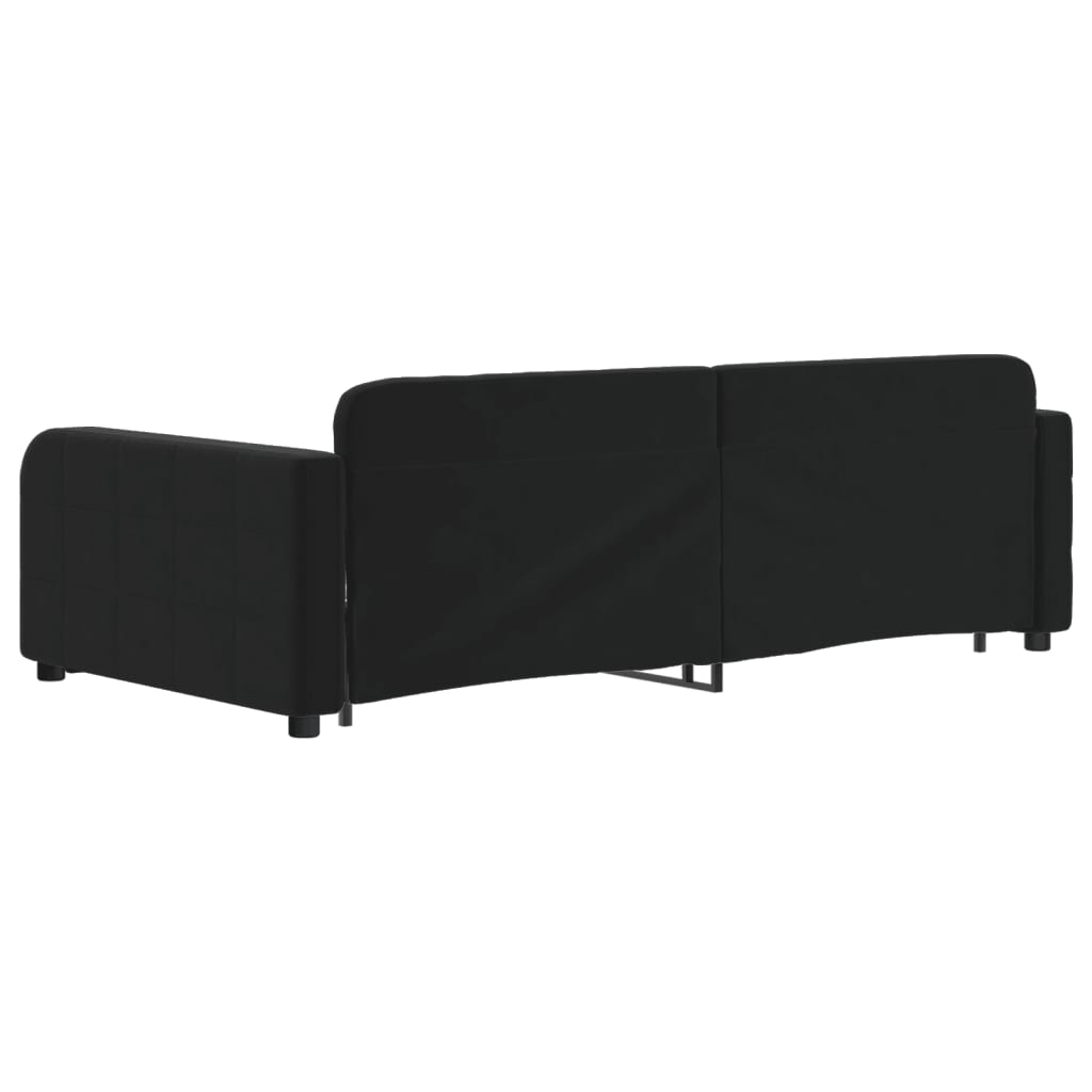 fekete kihúzható bársony heverő fiókkal 100 x 200 cm