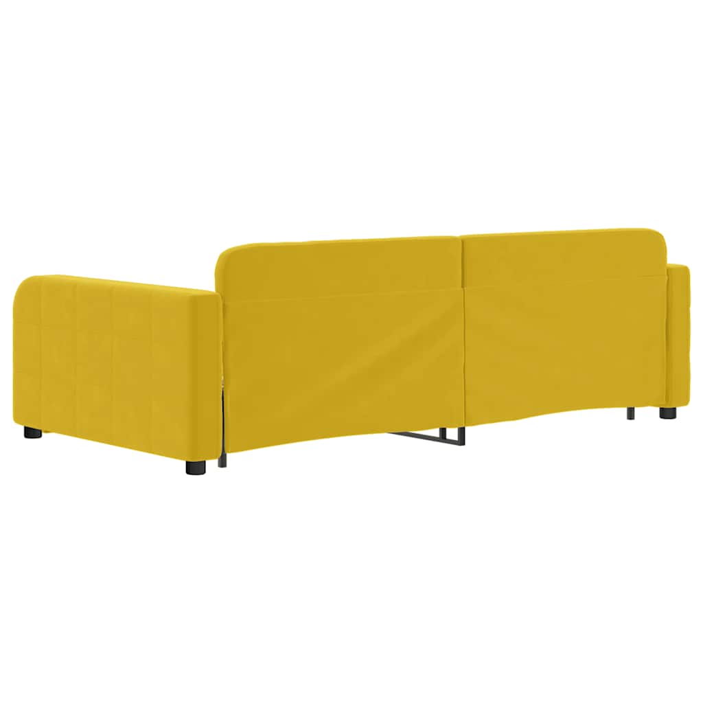 sárga kihúzható bársony heverő fiókkal 100 x 200 cm