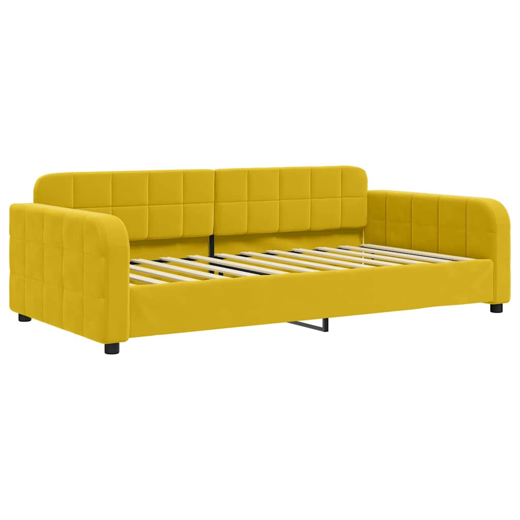 sárga kihúzható bársony heverő fiókkal 100 x 200 cm