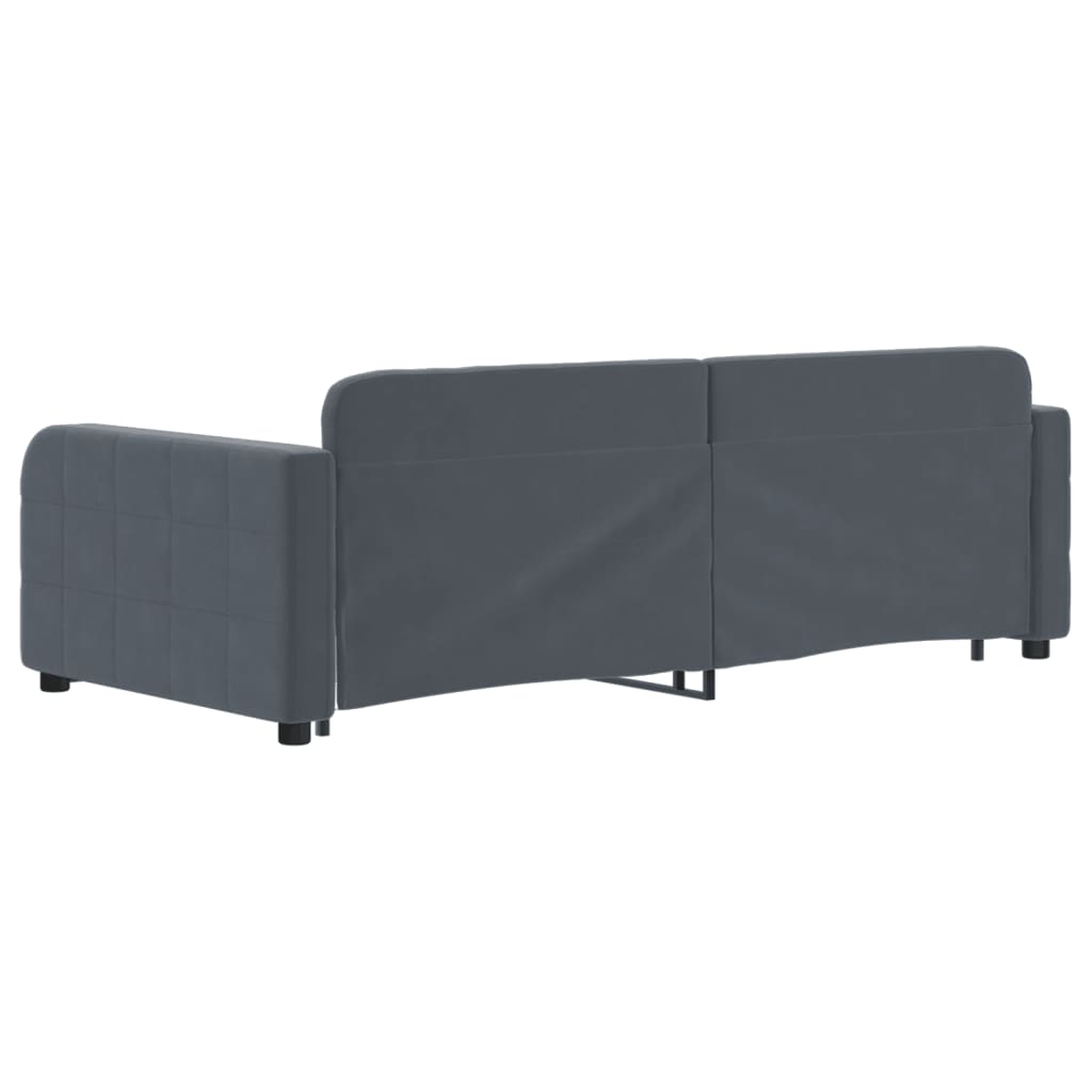 sötétszürke kihúzható bársony heverő fiókkal 90 x 190 cm