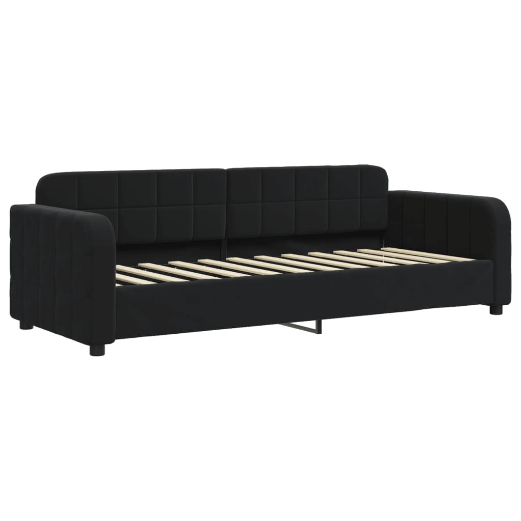 fekete kihúzható bársony heverő fiókkal 80 x 200 cm