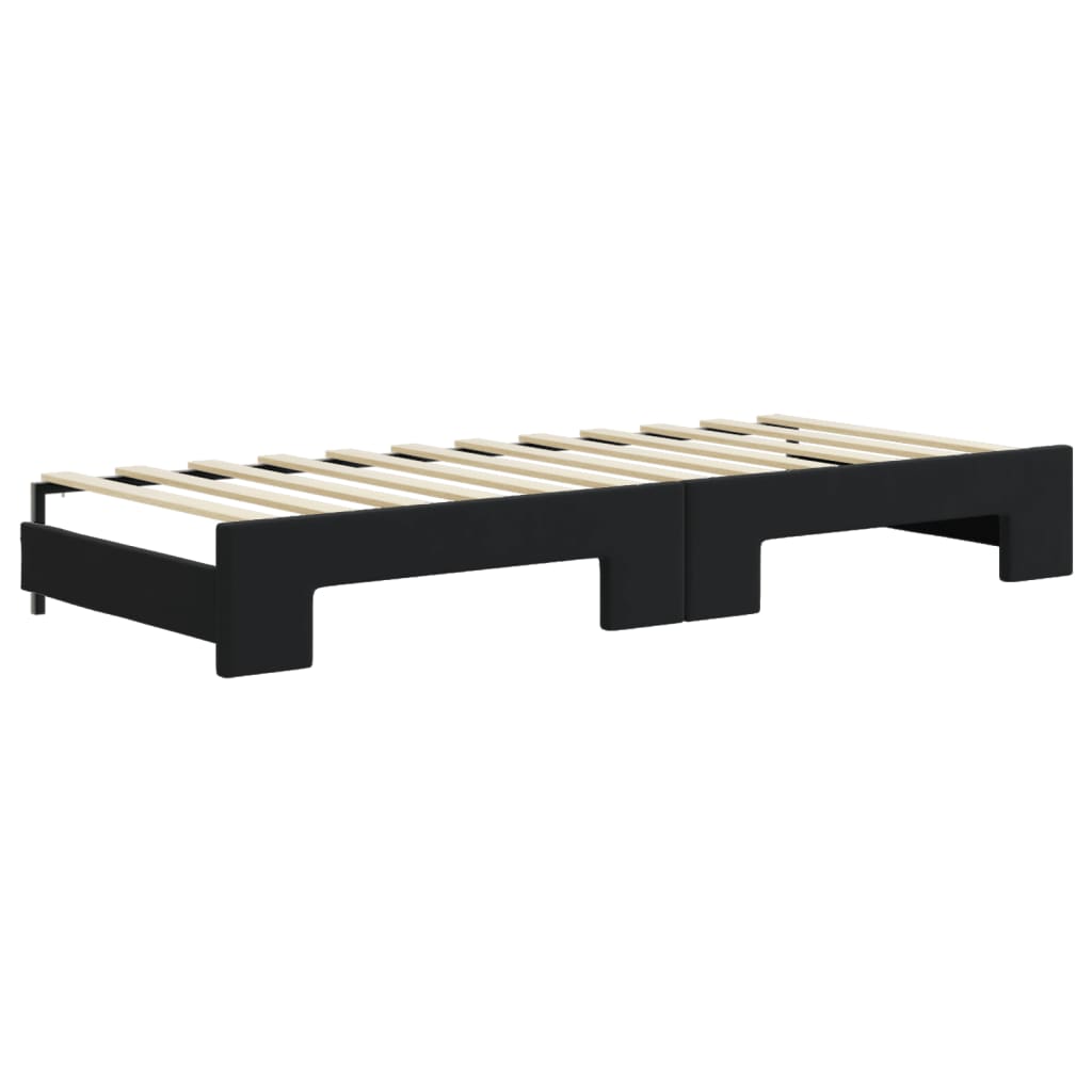 fekete kihúzható bársony heverő fiókkal 80 x 200 cm